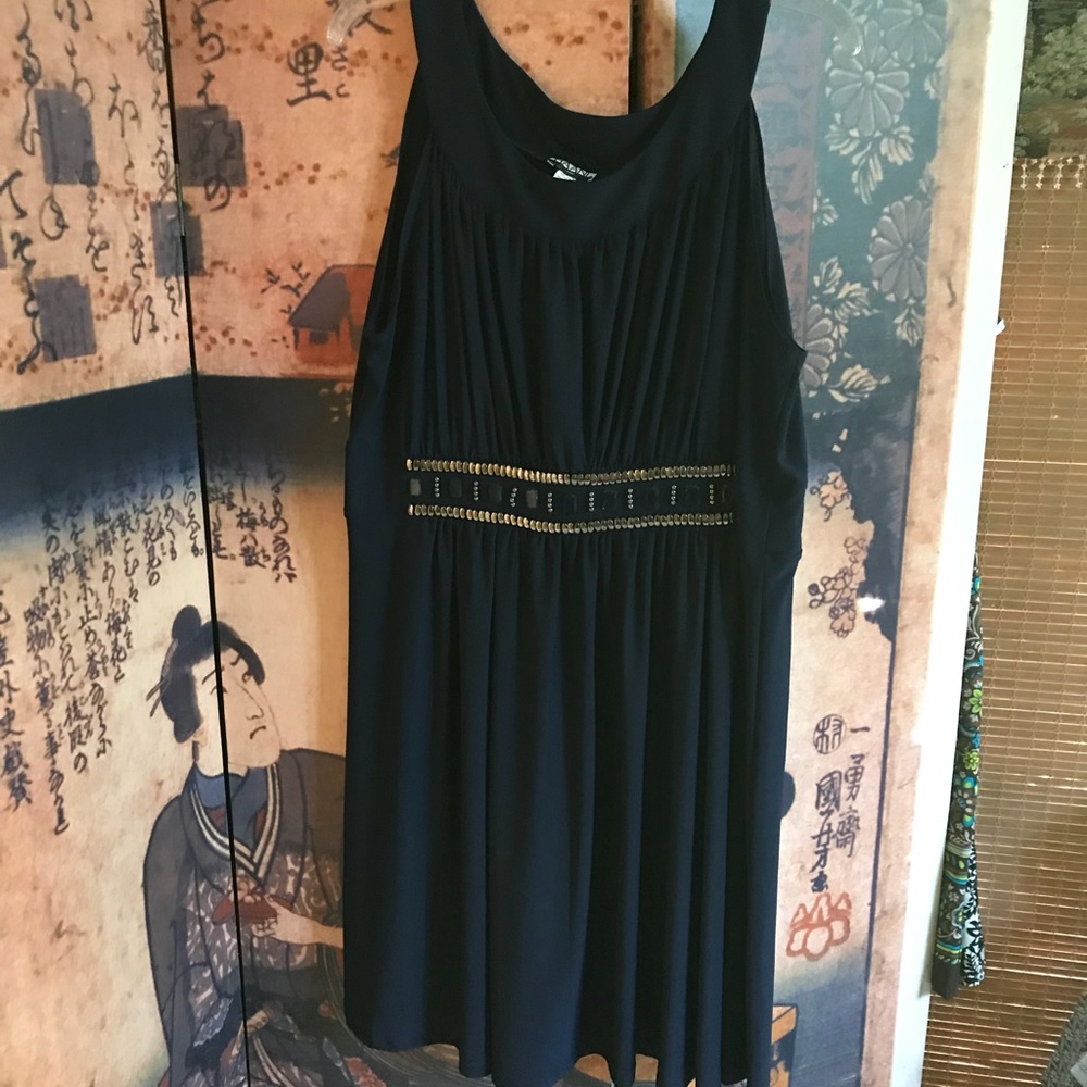Navy Dress with Silver Embellishments